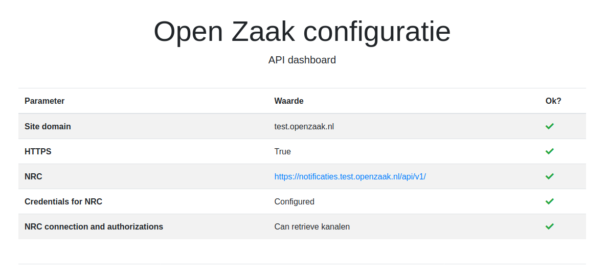 Open Zaak config page